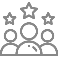 Three figures with stars above them.