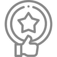 Thumbs up with star in circle icon.